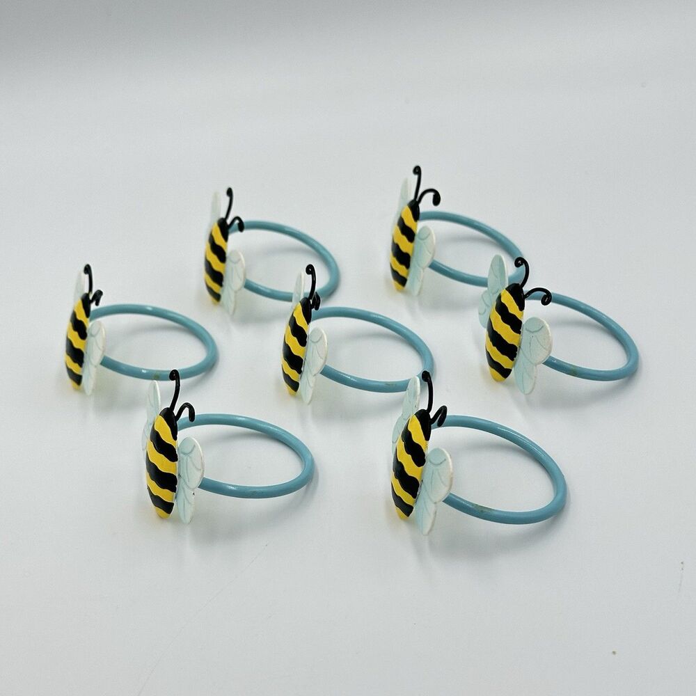 Set of 7 Metal Honeybee Napkin Rings Perfect For Summer! - Picture 4 of 6